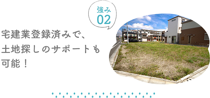 宅建業登録済みで、土地探しのサポートも可能！