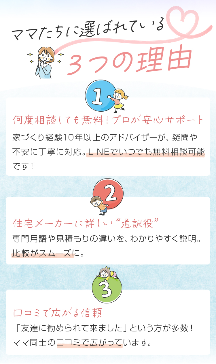 ママたちに選ばれている３つの理由