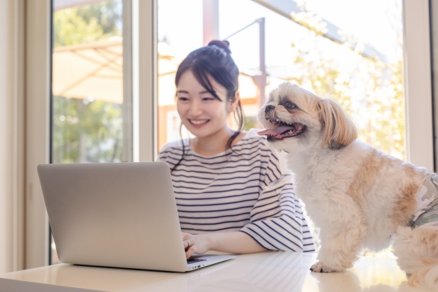 女性と犬