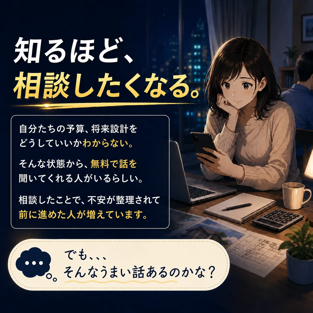 知るほど、相談したくなる。無料で話を聞いてくれる人がいるらしい。