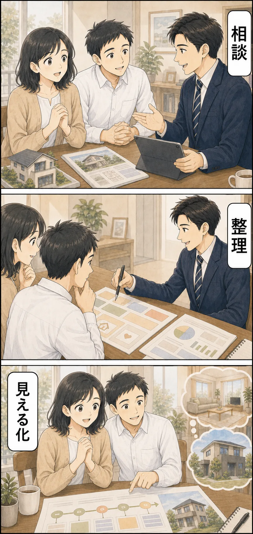 無料相談の流れを3ステップで確認するミサキ夫婦