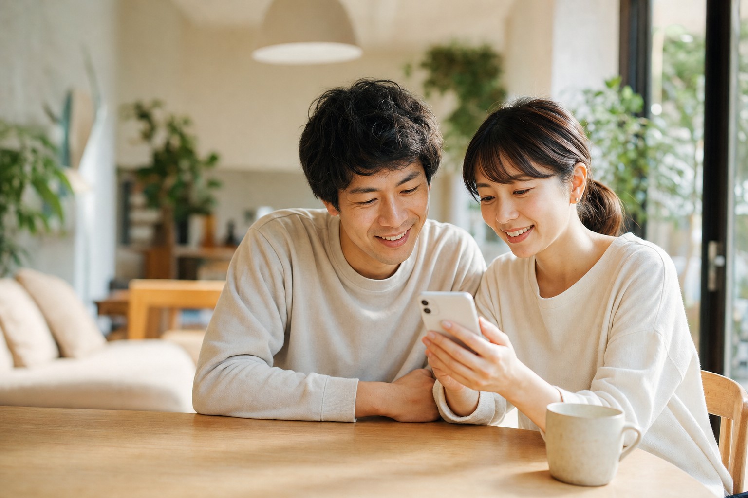 スマホで無料相談を予約・LINE登録するご夫婦