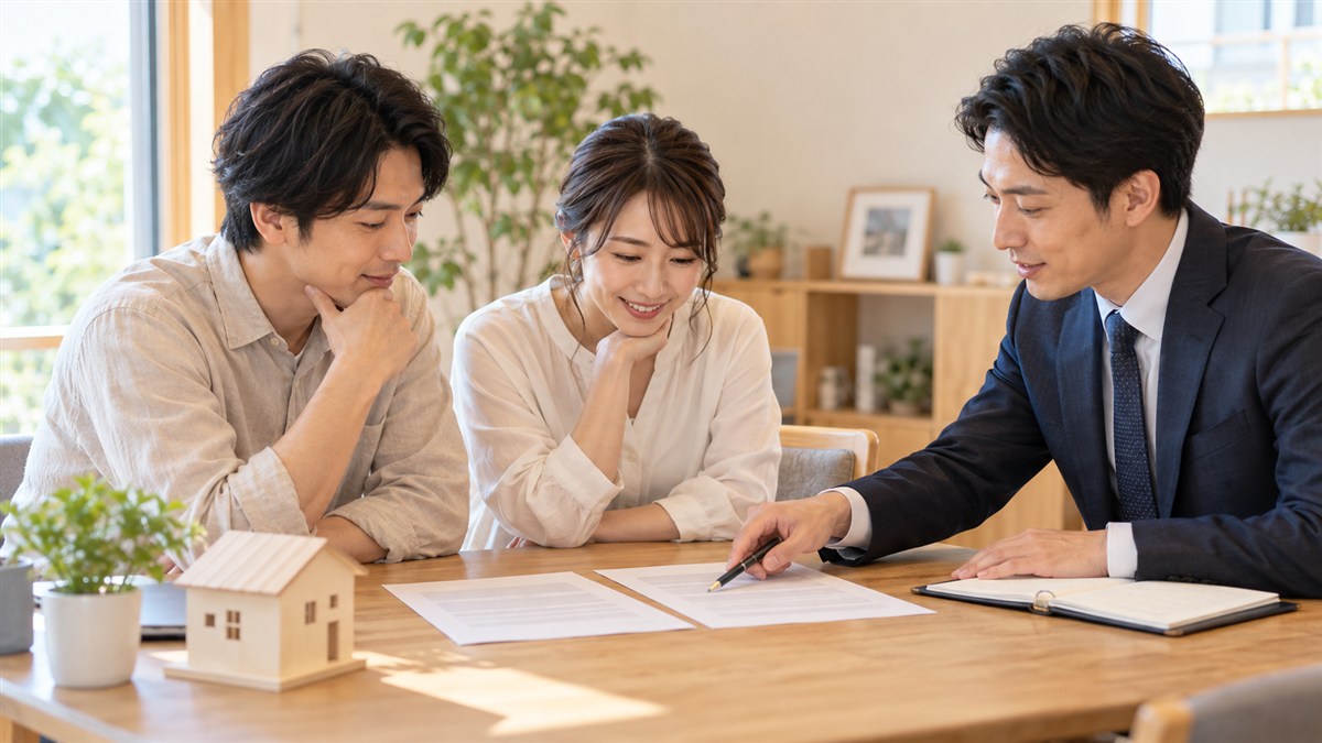 住宅会社への質問と保証条件を書面で確認する相談風景のイメージ(AI生成)